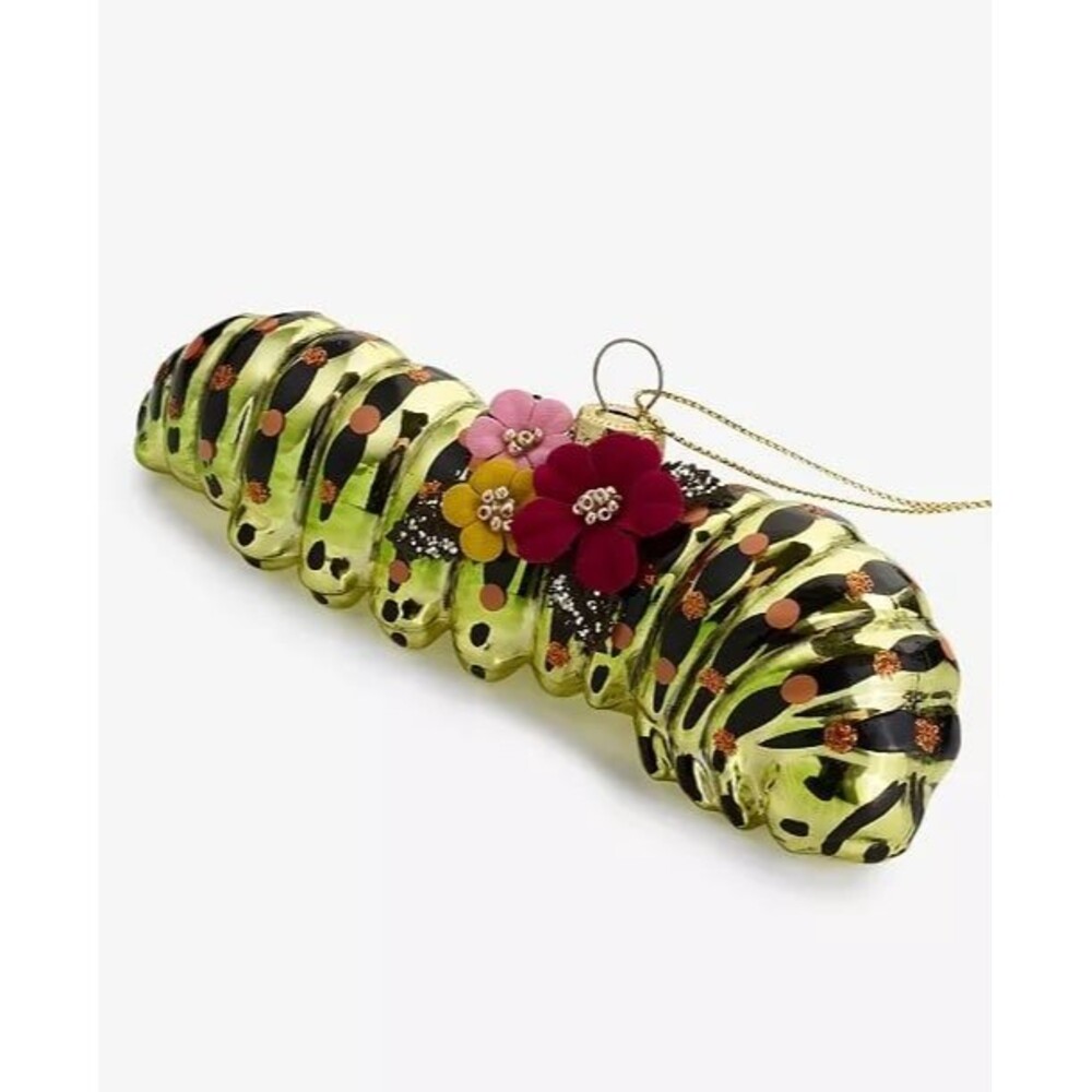 Macy’s Holiday Lane Enchanted Forest Glass Caterpillar Christmas Ornament